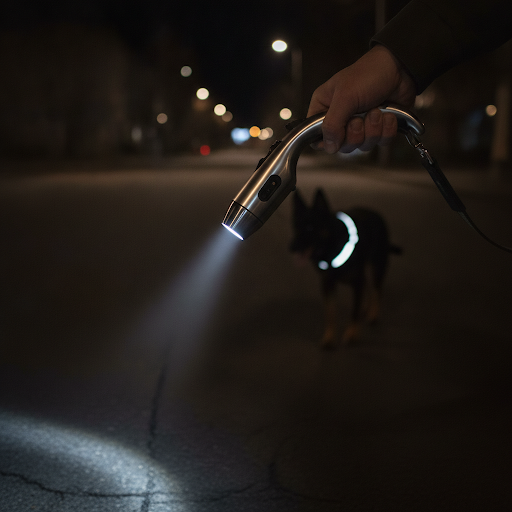 Reflective Extendable Dog Leash with Flashlight